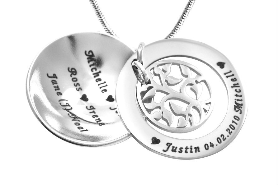 Personalised My Family Tree Dome Necklace - Sterling Silver - The Name Jewellery™