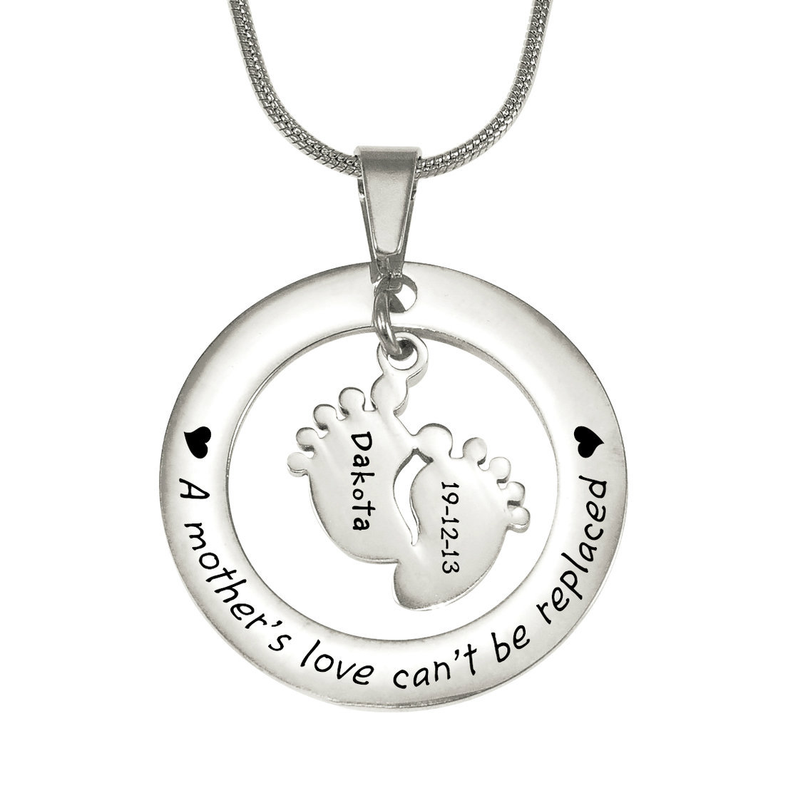 Personalised Cant Be Replaced Necklace - Single Feet 18mm - Sterling Silver - The Name Jewellery™