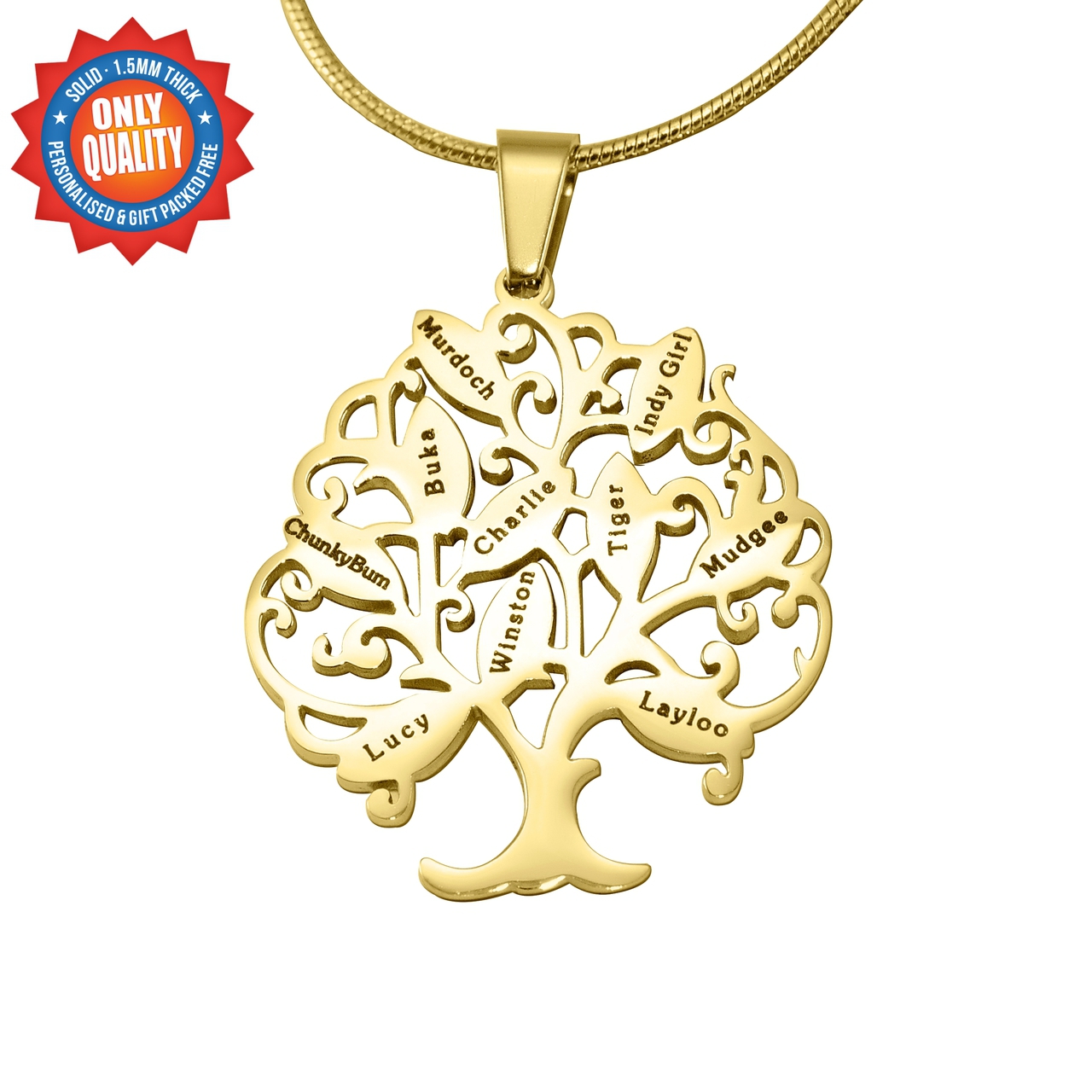 Personalised Tree of My Life Necklace 10 - 18ct Gold Plated - The Name Jewellery™