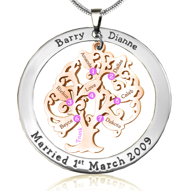 Personalised Tree of My Life Washer 7 - Two Tone - Rose Gold Tree - The Name Jewellery™