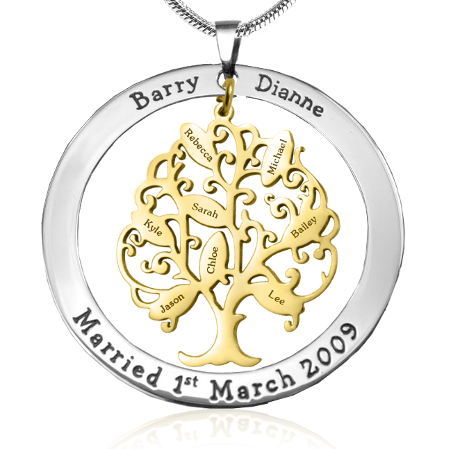 Personalised Tree of My Life Washer 8 - Two Tone - Gold Tree - The Name Jewellery™