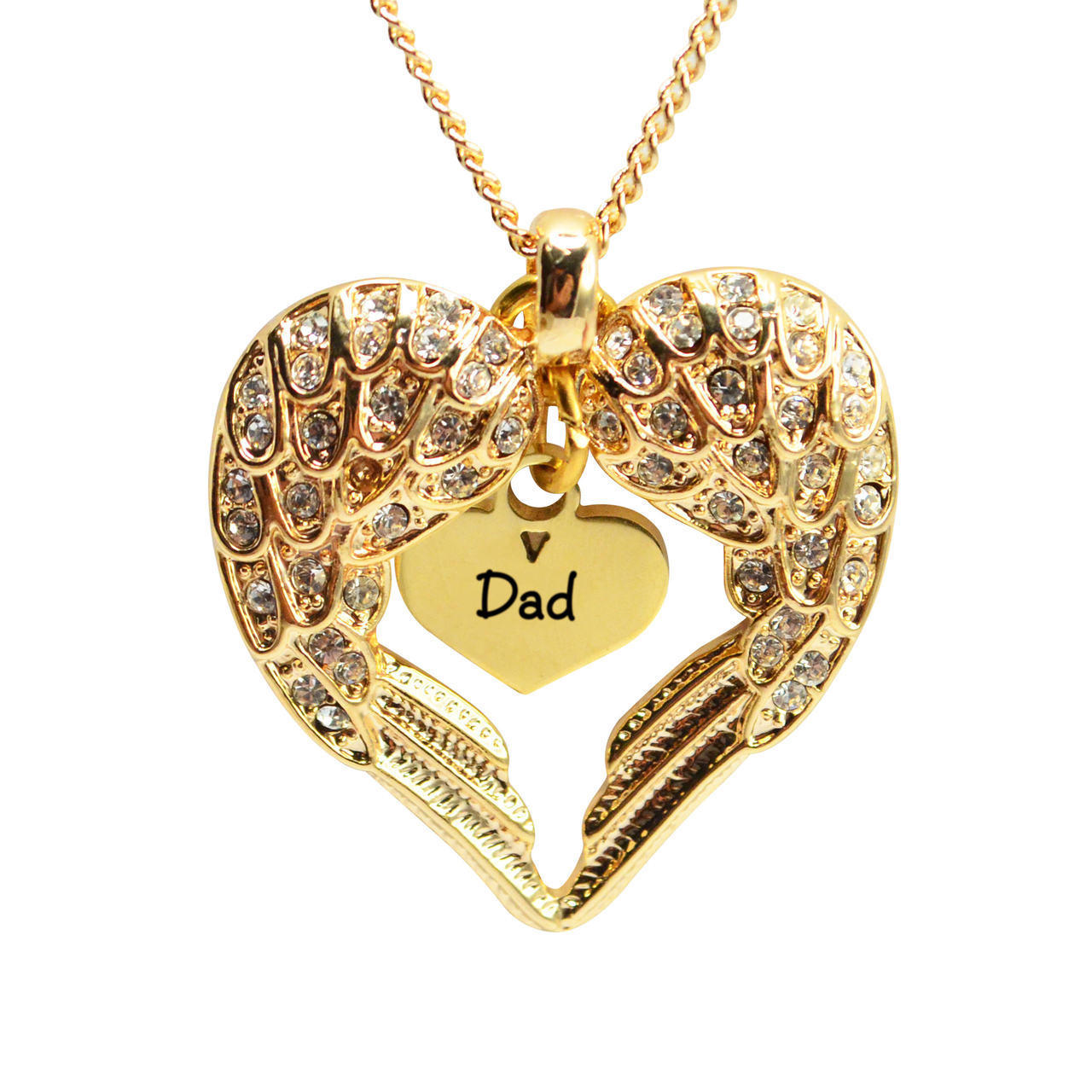 Personalised Angels Heart Necklace with Heart Insert - 18ct Gold Plated - The Name Jewellery™