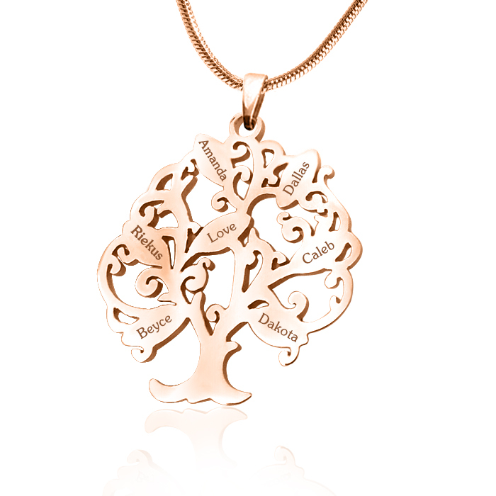 Personalised Tree of My Life Necklace 7 - 18ct Rose Gold Plated - The Name Jewellery™