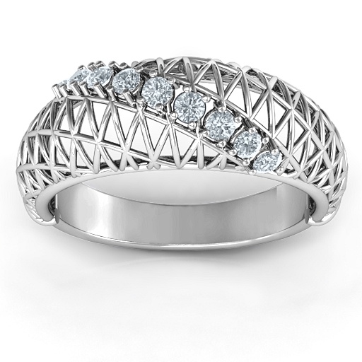 9 Stone Geometric Mesh Ring - The Name Jewellery™