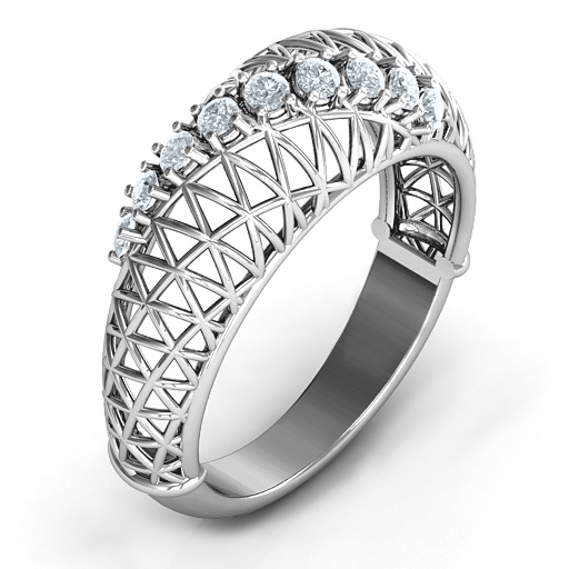 9 Stone Geometric Mesh Ring - The Name Jewellery™