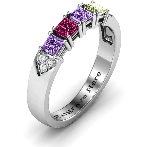 Classic 2-7 Princess Cut Ring with Accents - The Name Jewellery™