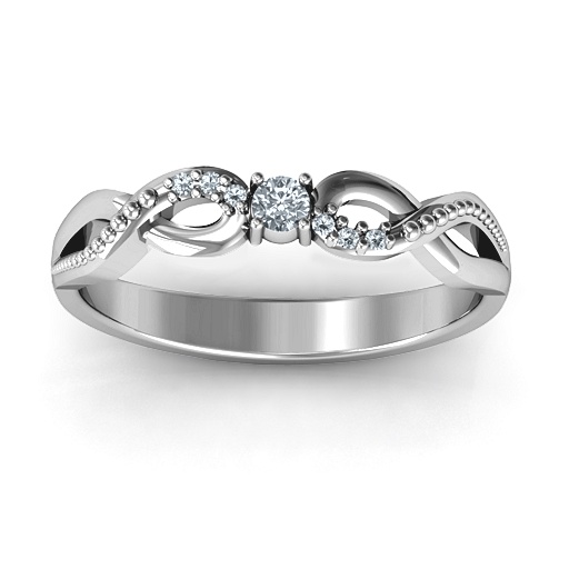 Classic Solitare Sparkle Ring with Accented Infinity Band - The Name Jewellery™