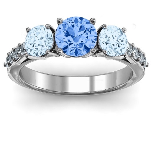 Majestic Three Stone Eternity Ring with Accents - The Name Jewellery™