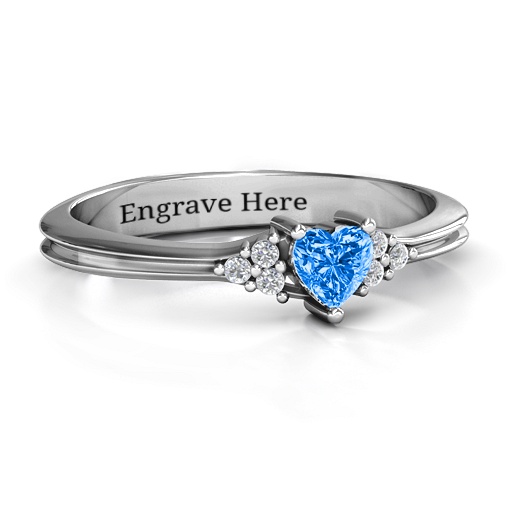 Narrow Heart Ring with Shoulder Accents - The Name Jewellery™