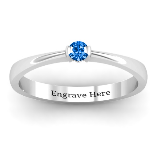 Semi Bezel Set Solitaire Ring - The Name Jewellery™