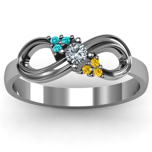 Solitaire Infinity Ring with Accents - The Name Jewellery™