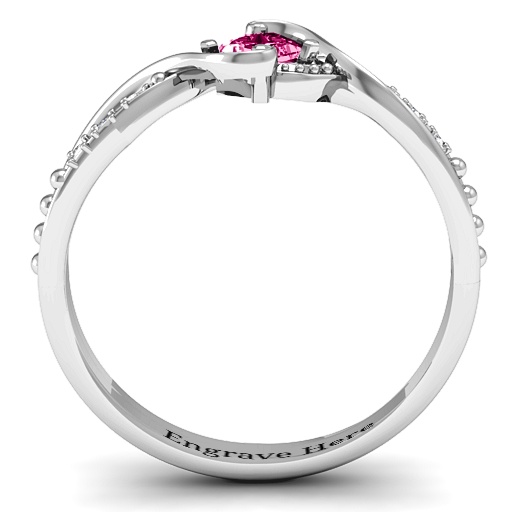 Sterling Silver  Espiral  Princess cut Ring with Accents - The Name Jewellery™