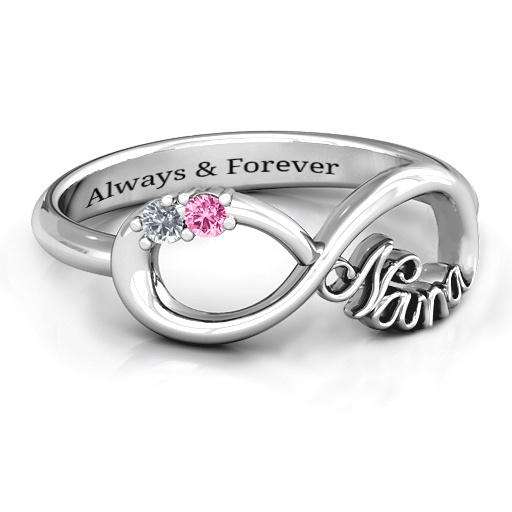 Sterling Silver 2-10 Stone Nana Infinity Ring - The Name Jewellery™
