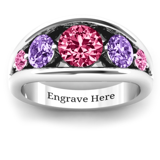 Sterling Silver 5 Stone Split Shank Ring - The Name Jewellery™