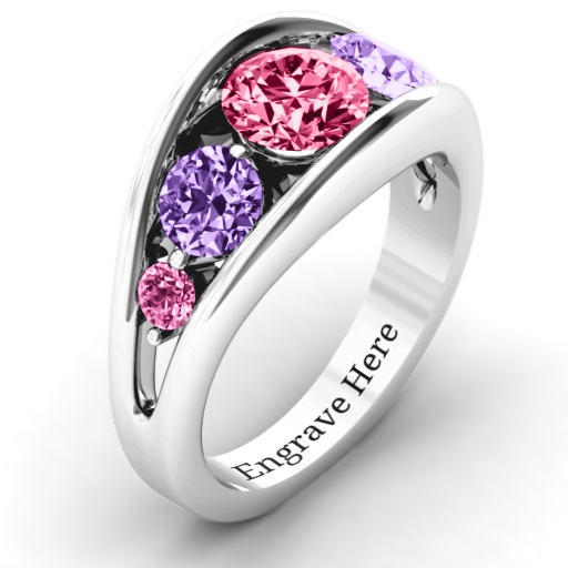 Sterling Silver 5 Stone Split Shank Ring - The Name Jewellery™