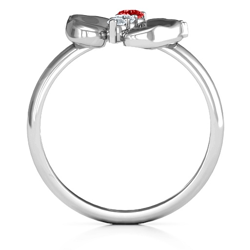 Sterling Silver Baby Foot Birthstone Ring - The Name Jewellery™