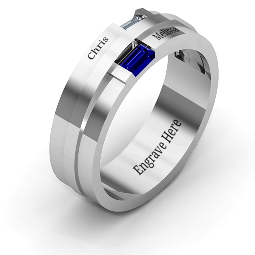 Sterling Silver Baguette Men's Ring - The Name Jewellery™