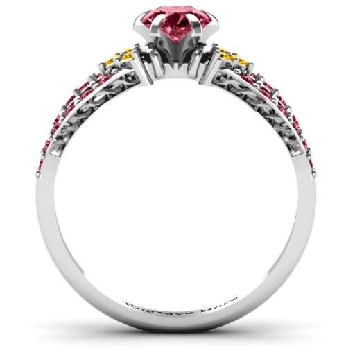 Sterling Silver Fancy Split Shank Solitaire Accent Ring - The Name Jewellery™