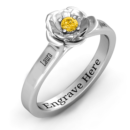 Sterling Silver Flourish Rose Ring - The Name Jewellery™