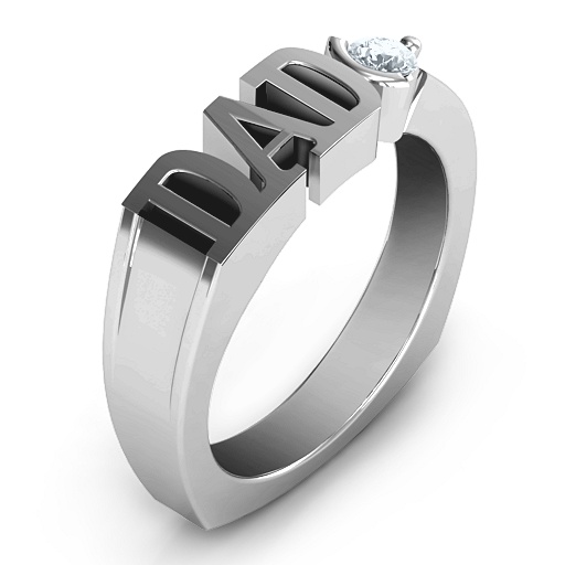 Sterling Silver Greatest Dad Birthstone Men's Ring with Peridot (Simulated) Stone - The Name Jewellery™