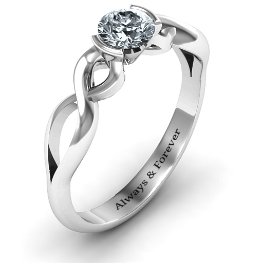 Sterling Silver Half Bezel Infinity Ring - The Name Jewellery™