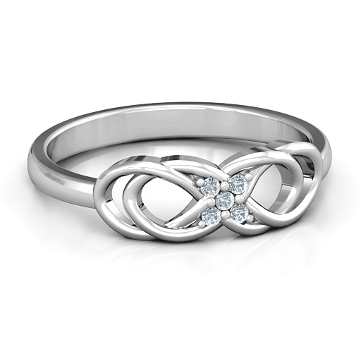 Sterling Silver Infinity Knot Ring with Accents - The Name Jewellery™