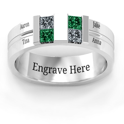 Sterling Silver Leonidas Grooved Men's Ring - The Name Jewellery™