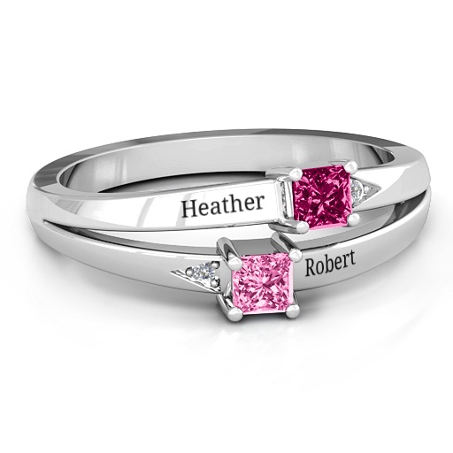 Sterling Silver Princess Stone and Accent Ring - The Name Jewellery™