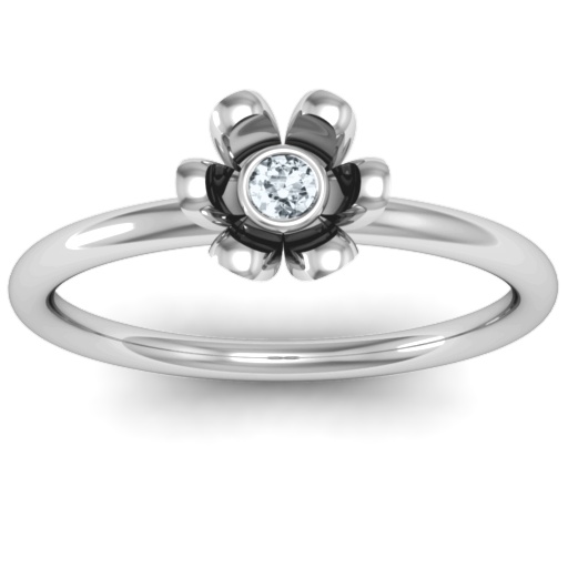 Sterling Silver Stone in 'Magnolia' Ring - The Name Jewellery™