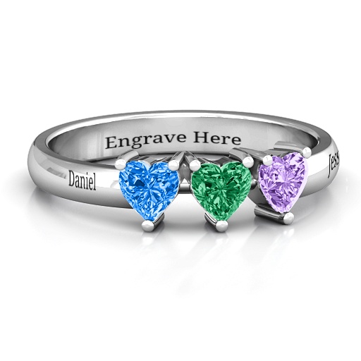 Triple Heart Stone Ring - The Name Jewellery™