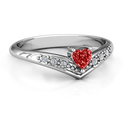 V-Accented Heart Ring - The Name Jewellery™