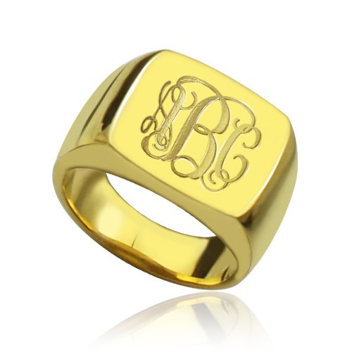 18ct Gold Plated Fashion Monogram Initial Ring - The Name Jewellery™