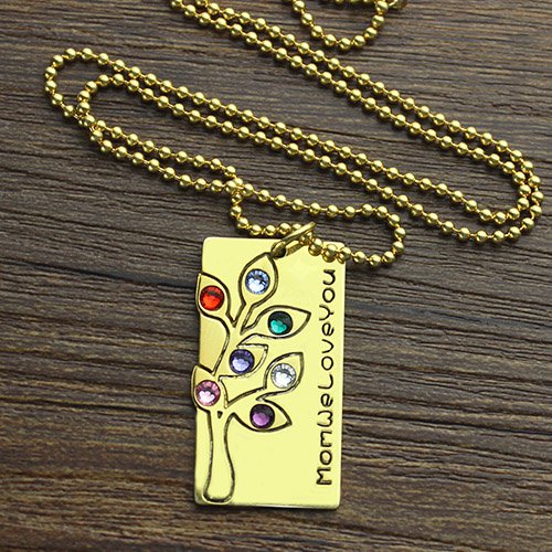 Mothers Birthstone Family Tree Necklace Sterling Silver - The Name Jewellery™