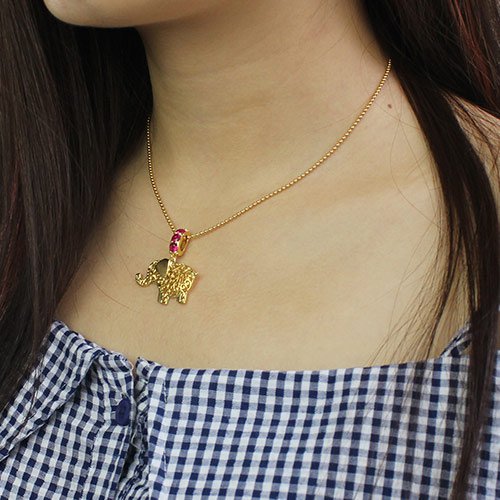 Personalised Elephant Necklace with Name  Birthstone 18ct Gold Plated - The Name Jewellery™