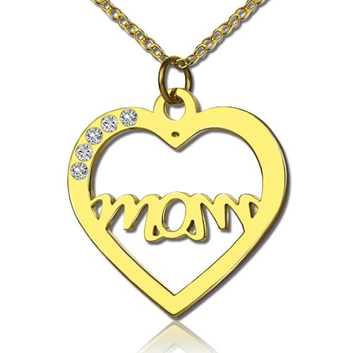 Mothers Heart Necklace With Birthstone 18ct Gold Plated - The Name Jewellery™
