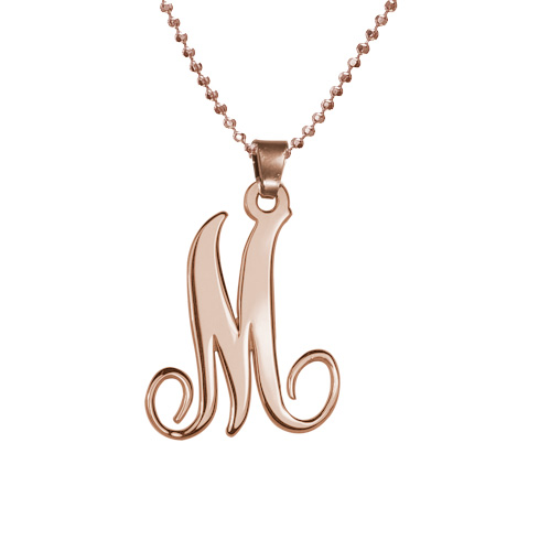 18ct Rose Gold Plated Single Initial Necklace - The Name Jewellery™