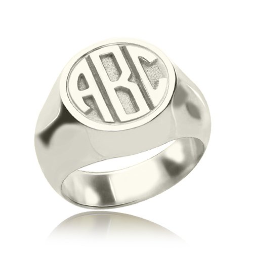Personalised Signet Ring with Block Monogram Sterling Silver - The Name Jewellery™