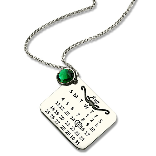 Birthstone Birthday Calendar Necklace Gifts Sterling Silver - The Name Jewellery™