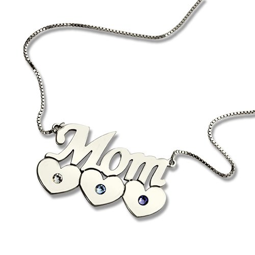 Mother Necklace With Children Birthstone Silver - The Name Jewellery™
