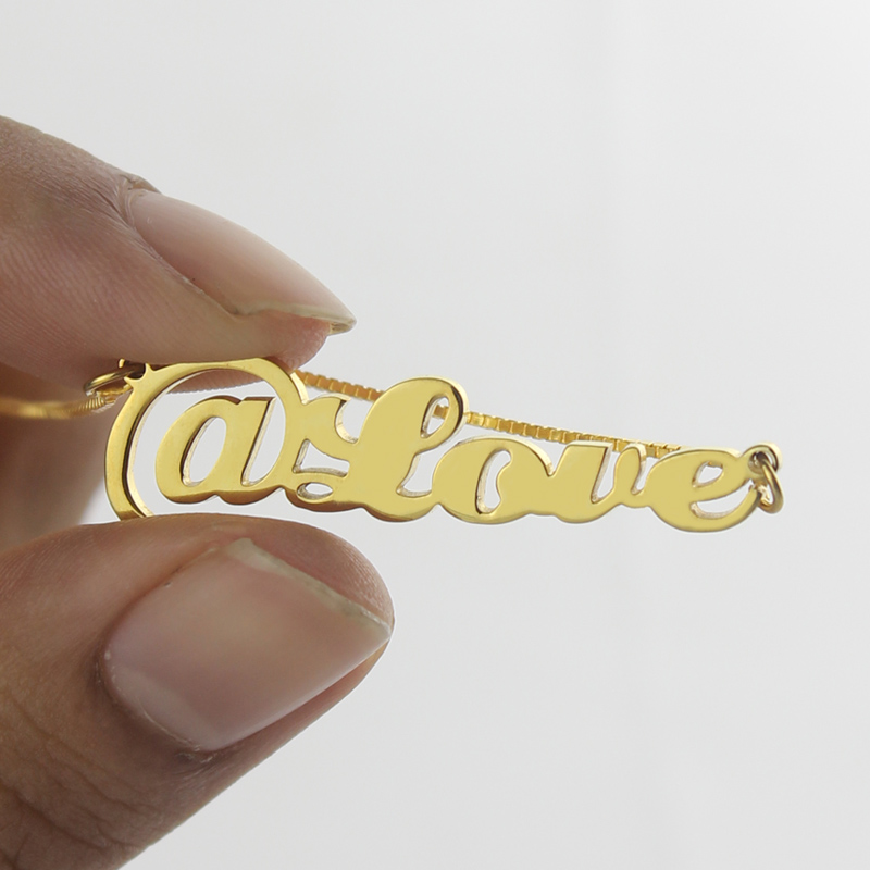 Twitter At Symbol Name Necklace 18ct Gold Plated - The Name Jewellery™