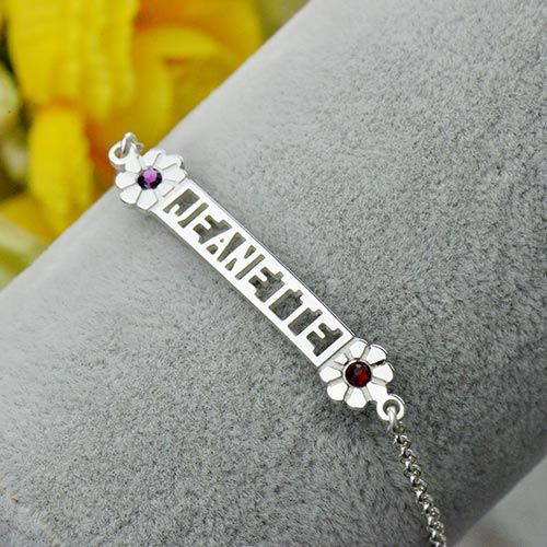 Personalised ID Birthstone Name Bracelet For Teens - The Name Jewellery™