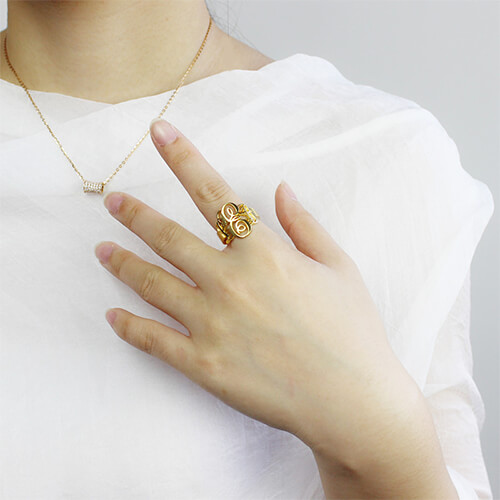 Interlocking Three Initials Monogram Ring 18ct Gold Plated - The Name Jewellery™