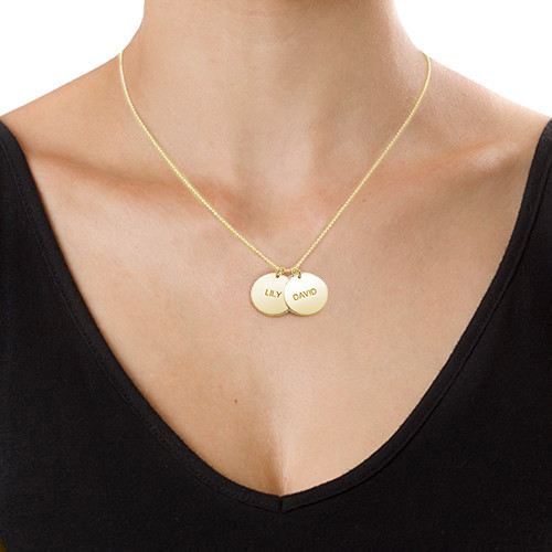 18ct Gold Plated Silver Disc Pendant Necklace - The Name Jewellery™