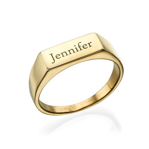 Gold Plated Engraved Signet Ring - The Name Jewellery™