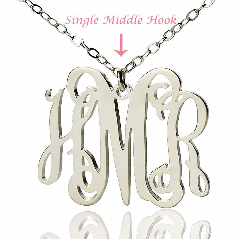 Alexis Bellino Style Monogram Necklace Solid White Gold 18ct - The Name Jewellery™