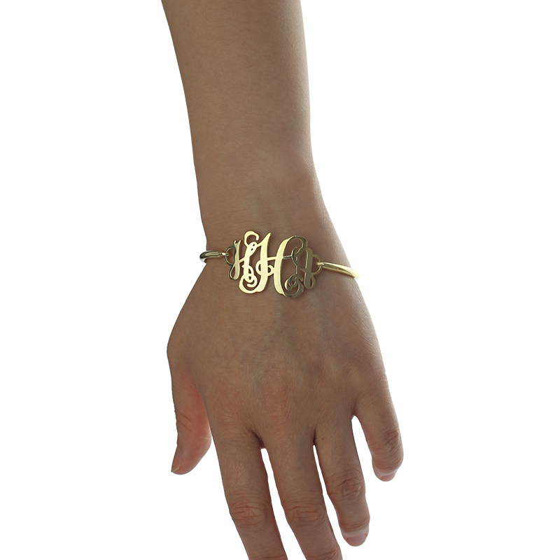 18ct Gold Plated Monogram Initial Bracelet 1.25 Inch - The Name Jewellery™