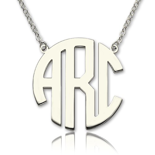 Sterling Silver Block Monogram Pendant Necklace - The Name Jewellery™