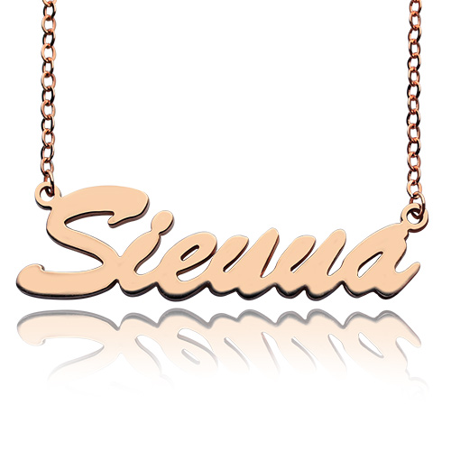 18ct Rose Gold Plated Sienna Style Name Necklace - The Name Jewellery™
