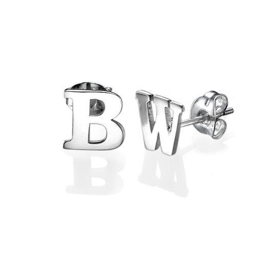 Print Initial Stud Earrings in Silver - The Name Jewellery™