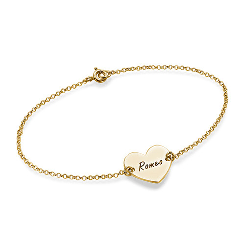Sterling Silver Engraved Heart Couples Bracelet/Anklet - The Name Jewellery™